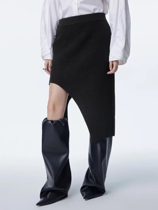 JNBY Black Asymmetric Knit Skirt – XS, New with Tags - Picture 3 of 8